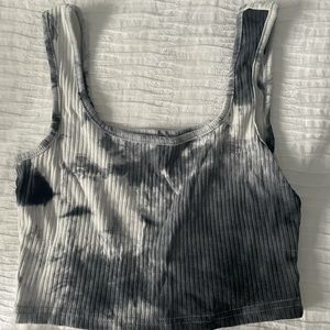 Tie dyed black and white crop top